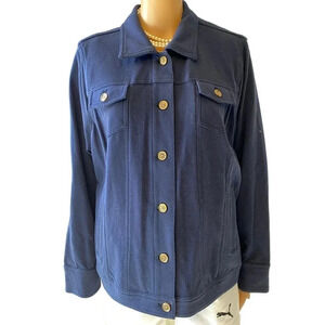 NWOT Isaacmizrah Live Navy Blue Button Spring Fall Winter Jacket Women Plus 20W